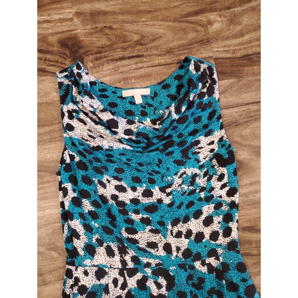 Banana Republic Women's XS X-Small Dress Cowl Neck Animal Print Blue Black - Picture 2 of 7